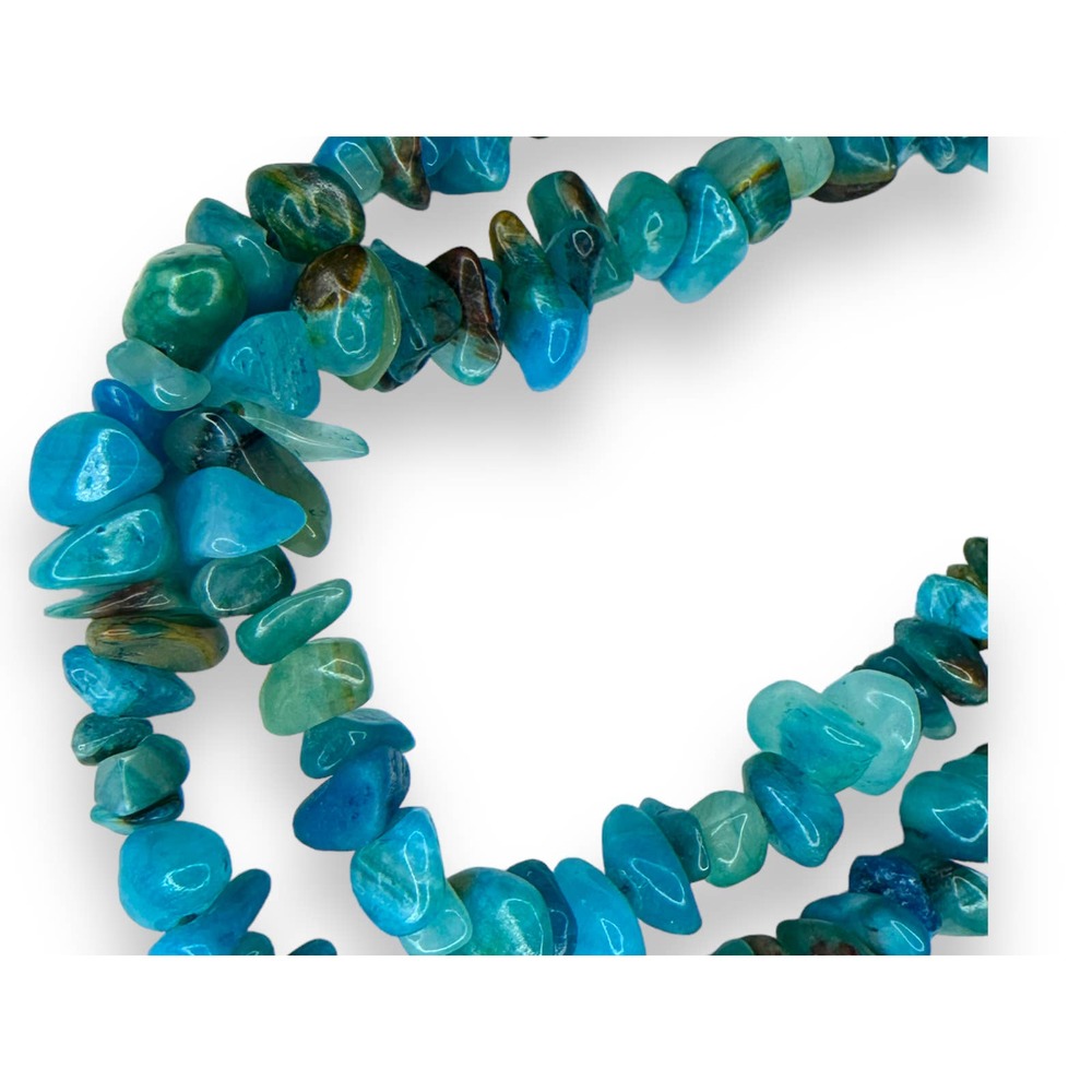 Gorgeous Vintage Agate Raw Stone Necklace Blue Turquoise Boho Bohemian Native